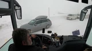 Bus Drive in the Alps snow season