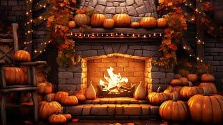 Cozy Autumn Fireplace Sounds 8h - Relaxing Autumn Fall Ambience - Halloween Ambience