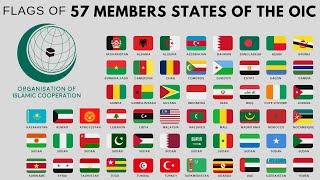 Flags And Countries Name Of 57 Islamic Cooperation OIC Members