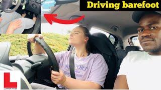 My Learner Girlfriend Driving BarefootLesson #3