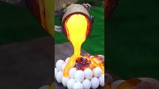 Experiment Telur disiram Lava Telurnya Matang ga yah  #shortvideo #pengetahuan