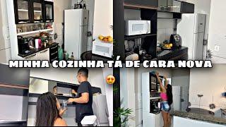 COMPRAMOS UM ARMÁRIO PARA A COZINHA E PARA A ÁREA antes e depois ficou tudo lindo