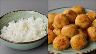 Dont Waste Leftover Rice You Can Make This Rice Ball Snack  Rice Snacks Recipe  Rice Ball Recipe
