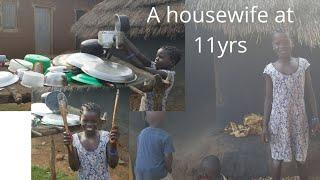 11year old does all houseworkAfrican village girls life.