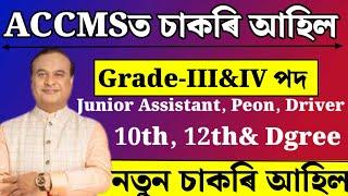 ACCMSত চাকৰি আহিল - Jobs in Assam  Assam jobs 2024  Assam jobs vacancy 2024 