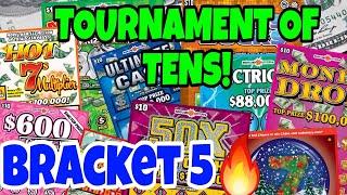 TOURNAMENT OF TENS #5 $100 LOTTERY SCRATCH OFF CHALLENGE #scratchers #scratchoffs #lottery