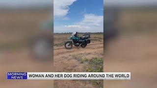 Woman & Dog Riding Around the World on a Motorcyle