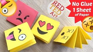 Easy Emoji Notebook ONE Sheet of Paper - NO GLUE Notebook - Emoji Notebook DIY - Paper Crafts