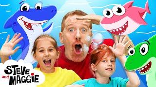 Baby Shark Finger Family Song for Kids with Steve and Maggie  Haunted House Go Away Monsters Song