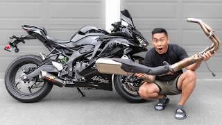 KAWASAKI NINJA ZX4-RR FULL TITANIUM EXHAUST INSTALL