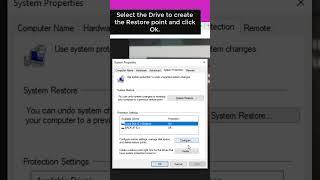 How to create a Restore point in Windows 10 #windows10 #windows11