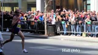 Boston Marathon 2011 at the finish - Ryan Hall Kara Goucher Desiree Davila Mutai Kilel