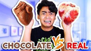 CHOCOLATE FOOD VS REAL FOOD **Hearts Alligator Shark and more**