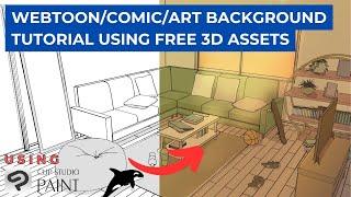 easy backgroundroom for webtoon comic or art using free 3d assets  in 20 min  clip studio ex