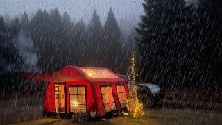 CHRISTMAS CAMP UNDER HEAVY RAIN