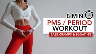 8 MIN PMS  PERIOD WORKOUT  Ease Menstrual Cramps Bloating & PMS  Eylem Abaci