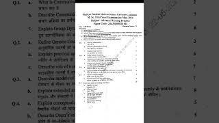  M.sc Nursing 1st Year Question Paper May 2024  MPMSU Jabalpur  #medicbrains #mpmsu