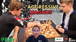 What an attacking game by Magnus Carlsen  Carlsen vs Sarana  World Blitz 2023
