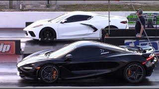 C8 Corvette vs McLaren 720s Letting Off Up Top and Nissan GTR