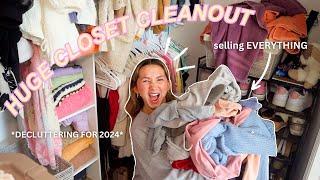 HUGE CLOSET CLEANOUT FOR 2024  decluttering organizing and getting rid of everything