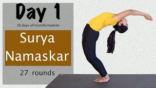 Yoga at Home - Day 1- Surya Namaskar 27 rounds  10 days of transformation  Yogbela