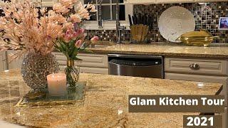 GLAM KITCHEN TOUR  KITCHEN DECOR IDEAS AND DECORATE WITH ME