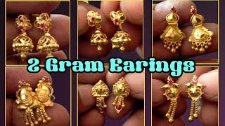 2 Gram Gold Earings Jimikki With Weight  Handmade Gold Earrings