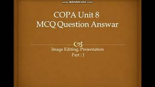 ITI COPA IN GUJARATI Unit 8 MCQ question part 1 Image Editing Presentation