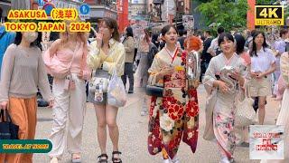 4k hdr japan travel 2024  Walk in Asakusa（浅草）Tokyo japan   Relaxing Natural City ambience