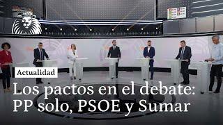 Los pactos en el debate a siete el PP se ve gobernando solo el PSOE con Sumar