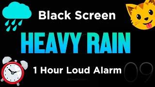 Black Screen  9 Hour Timer ⏱️ Soothing Rain Sounds  + 1 Hour Loud Alarm for Sleeping  no ads