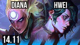 DIANA vs HWEI MID  714 2100+ games  EUW Challenger  14.11