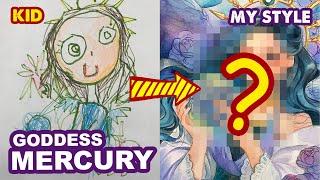 How To Draw Mercury Goddess with Watercolor  Semi Realistic Style  Huta Chan