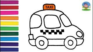 Как нарисовать МАШИНУ ТАКСИ  Раскраска ТАКСИ  рисунки для срисовки  How to draw a TAXI MACHINE