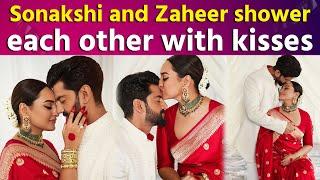 Sonakshi Sinha and Zaheer Iqbal shower each other with kisses in new wedding reception photoshoot