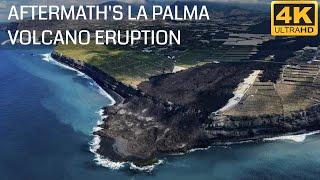 4K drone film Aftermath of La Palma’s volcano Eruption destruction caused by Cumbre Vieja volcano