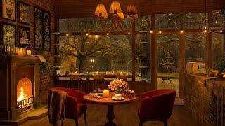 4K Cozy Coffee Shop  Smooth Piano Jazz Music for Relaxing Studying Sleeping