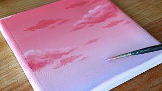 Acrylic painting  Pink Cloud Painting  Painting Tutorial for beginners #108