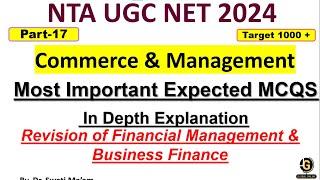 Financial management and business finance Most Important & Expected MCQs  NTA UGC NET 2024