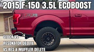 F150 3.5L Ecoboost Exhaust Comparison Stock vs Resonator Delete vs Resonator and Muffler Delete