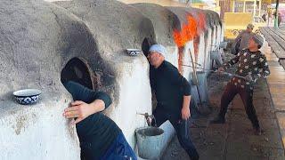 5000 Лепешки в 8 тандырах  Разжечь огонь 100 тандыров в день  Узбекская кухня