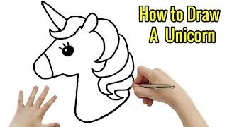 How To Draw A Unicorn Head Easy Step By Step  cute Unicorn Drawing For Kids Easily