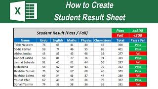 Student Result Sheet SUM and Pass or Fail  Excel for Beginners 2021