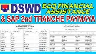 ECQ FINANCIAL ASSISTANCE AT DSWD SAP 2nd TRANCHE BENEFICIARIES