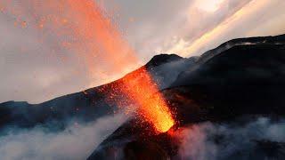 Stromboli Volcano  FPV drone flight through erupting lava