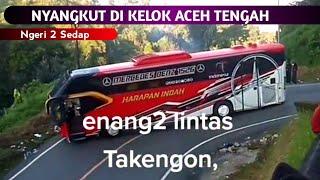 NYANGKUT BUS HARAPAN INDAH DI KELOK ENANG2 ACEH TENGAH