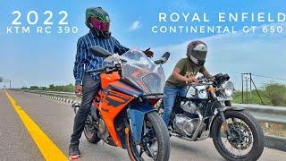 2022 Ktm RC 390 VS Continental GT 650  Race Till Their Potential  Amazing Battle 