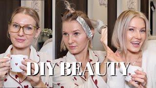 DIY BEAUTY VLOG bleaching my hair brow lamination + lash extensions