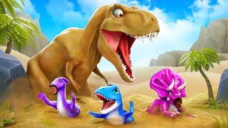 Super Sand Trex Dinosaur vs Crazy Dinos Part 2  Dinosaurs Fights Comedy  Jurassic Park Adventures