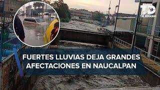 Por lluvias se inundan vialidades del centro de Naucalpan afectan a cientos de conductores